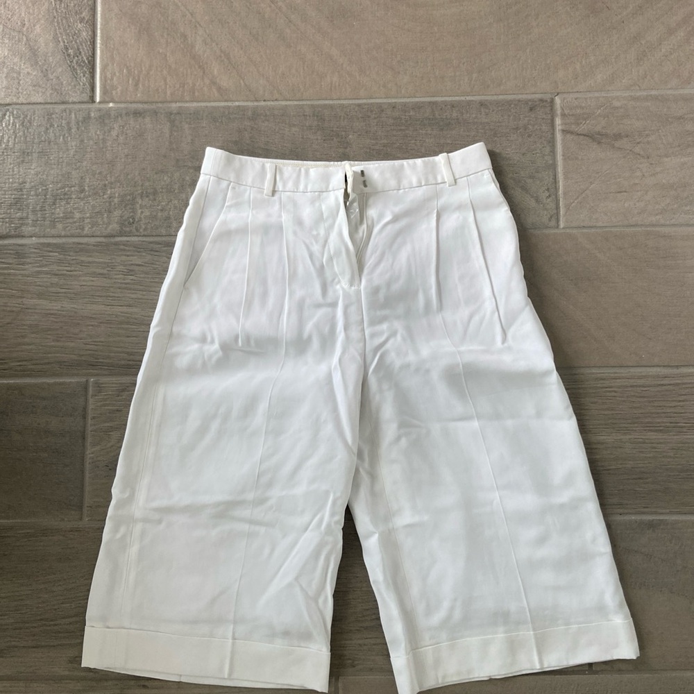 J. Crew NWT White High-Waisted Pleated Bermuda short  with Zip Closure Size 0